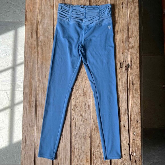 Casa Zeta-Jones Womens High Waisted Light Blue Leggings Yoga Fitness Dance Sz XS - Picture 2 of 9